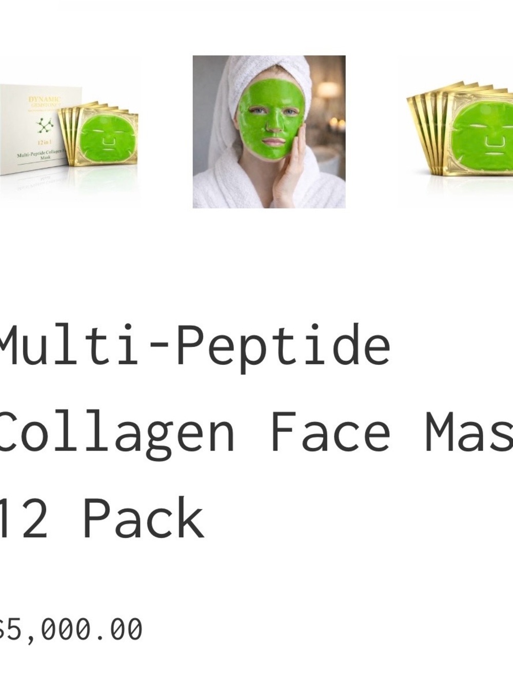 Green Multi-Peptide Collagen Face Mask - 12 Pack